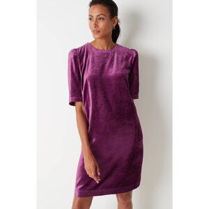 NWT J. Jill Womens Purple Sugarbeet Velvet Puff Sleeve Shift Mini Dress NEW